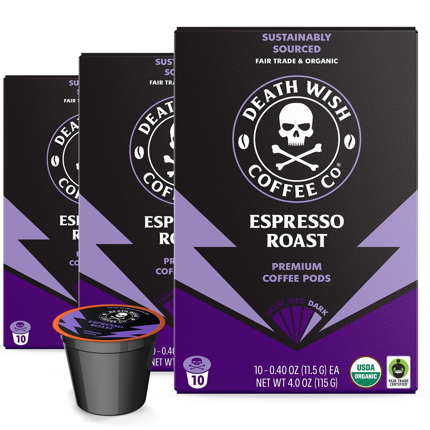 Death Wish Coffee Valhalla Java Medium-Dark Roast Pods, Organic, 50 Count