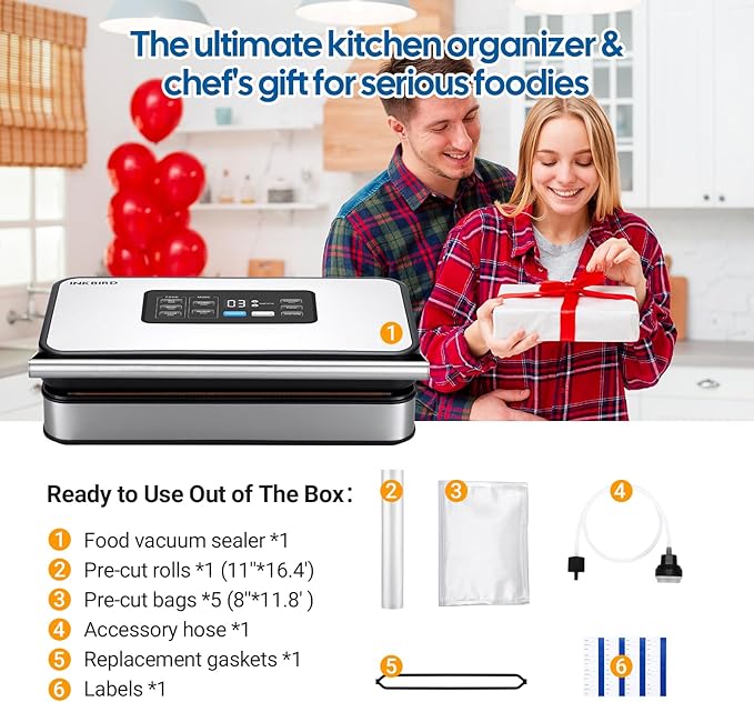 INKBIRD Pro Vacuum Sealer Machine INK-VS04, 160W Dual Pump, Liquid Mode
