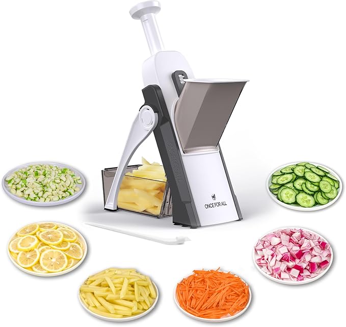 ONCE FOR ALL Upgrade Safe Mandoline Slicer Plus, Adjustable Vegetable Slicer DarkGray