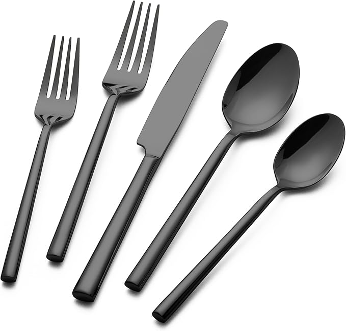 Alata Potter 20-Piece Forged Silverware Set Stainless Steel Flatware Set Cutlery Set,Service for 4,Mirror Finish,Dishwasher Safe