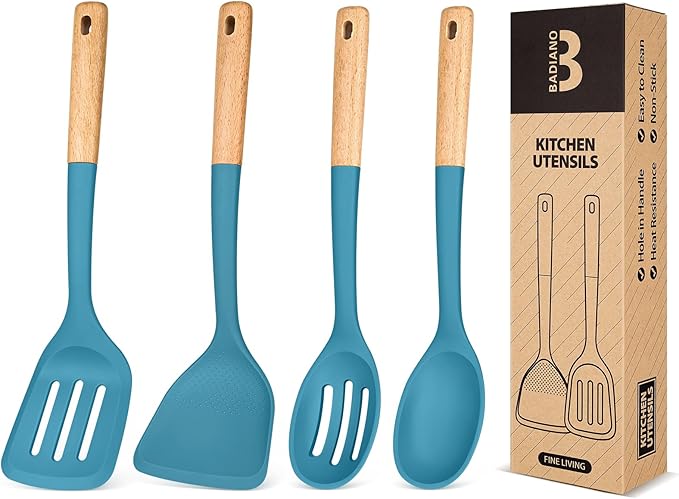 Badiano Silicone Cooking Utensils Set, Safe for Nonstick Cookwares, Red