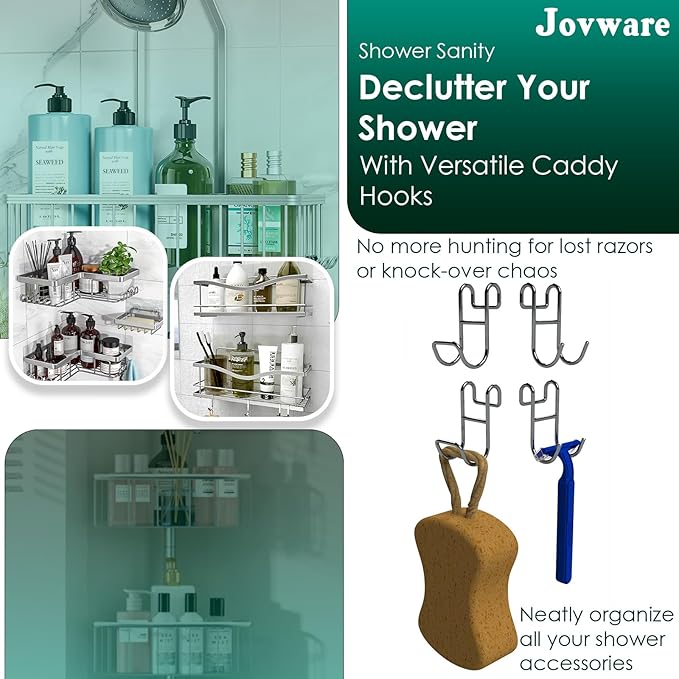 Shower Caddy Hook Helmet Fence Hooks Hook Caddy Hooks for Hanging Wires Hooks for Wire Shelves Heavy Duty Rustproof Hook Utility Hooks 4 Pack Silver
