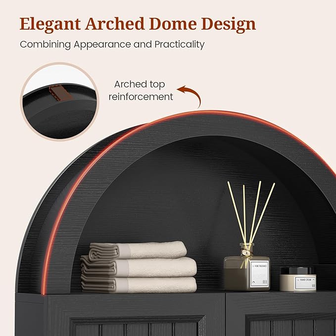 Arched Bathroom Wall Cabinet, 23.6 x 30.3'' Over The Toilet Cabinet with Grille Door, Adjustable Shelf, Wall Mounted Cabinets for Bathroom Laundry Room Kitchen (Grille Door, 30IN)