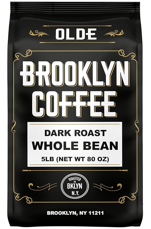 BROOKLYN COFFEE Whole Bean, Classic Medium Roast (5lb) Balanced, Smooth, Mellow - Fresh Bulk Coffee Beans Roasted Weekly in NYC