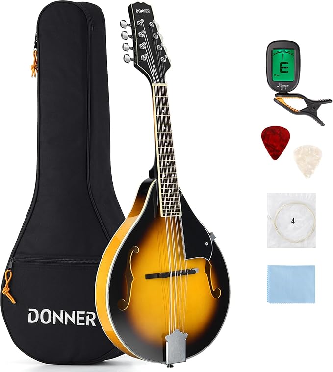 Donner Acoustic Mandolin Instrument Kits - A Style, DML-100B, Black