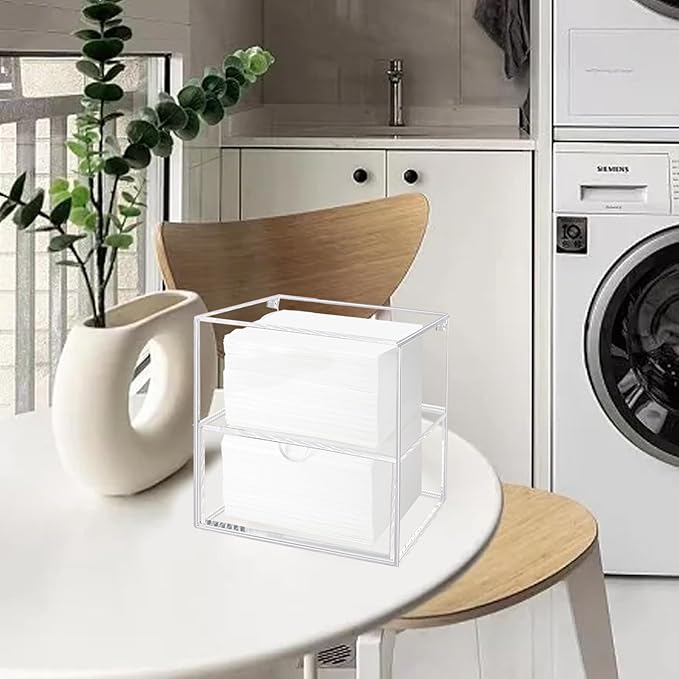 Dryer Sheet Holder Box, Acrylic Laundry Sheets Container, Dryer Sheets Storage Dispenser for Laundry Room