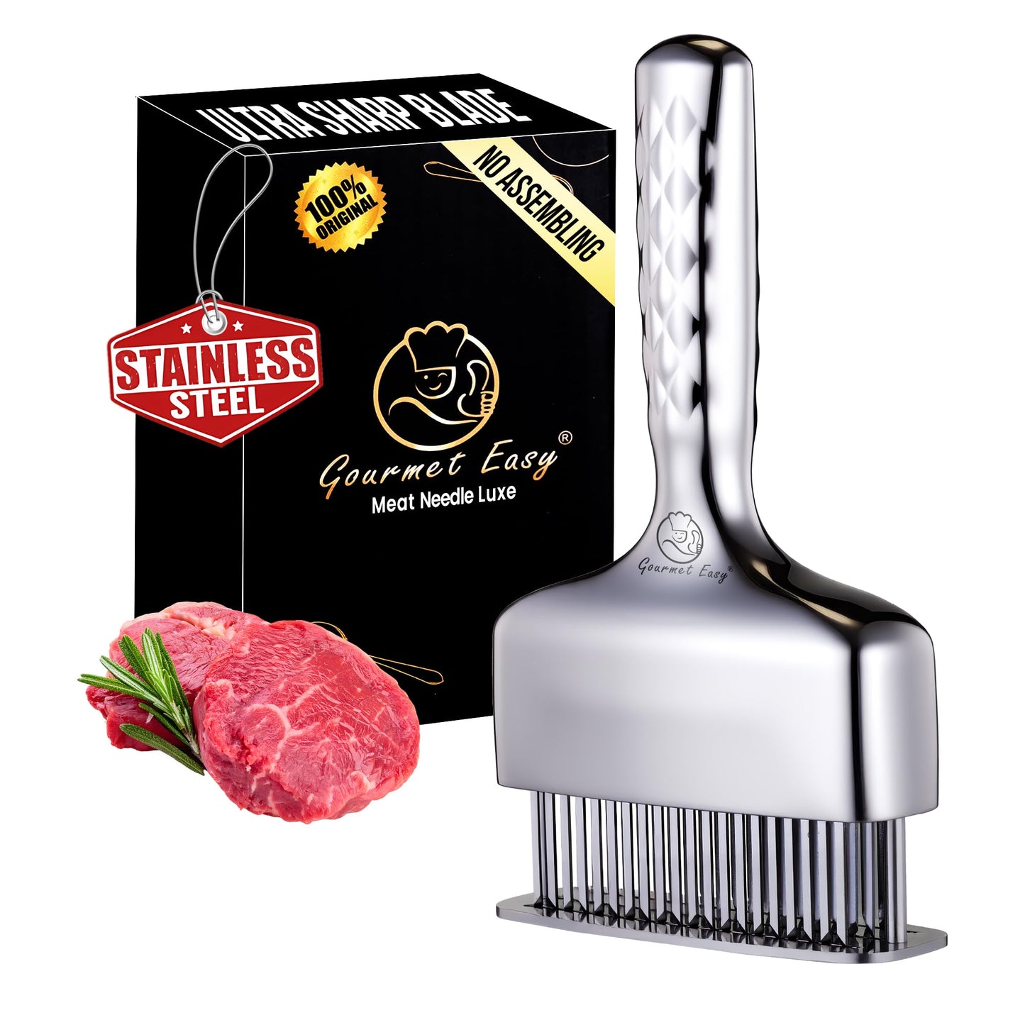Gourmet Easy Meat Tenderizer Tool with 60 Stainless Steel Sharp Needles