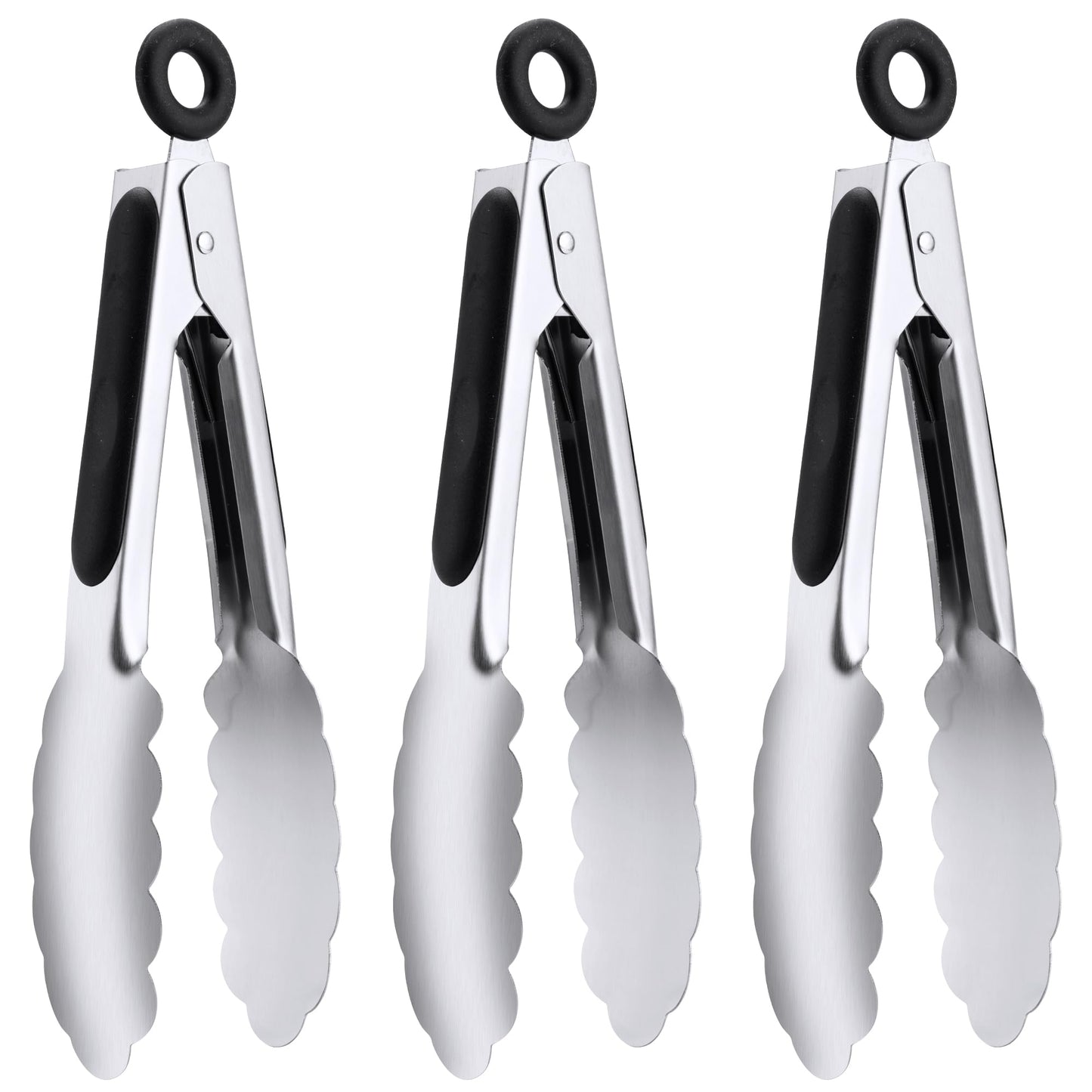 7-Inch Stainless Steel Kitchen Tongs Set, for Cooking Serving (7", 3PCS)