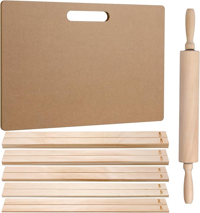 Newtay 12 Pcs Pottery Tools Wood Rolling Pin Special Linen (Tablecloth)