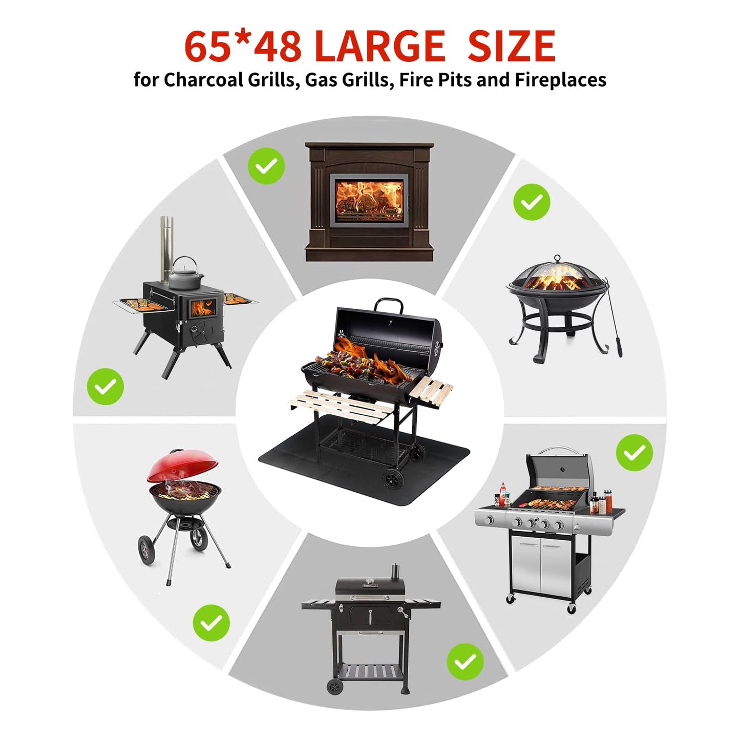 60 x 40 inch Firepit Mat for Outdoor Grill, Fireproof Mats for Under Reusable Oil-Proof Waterproof Grill Mats Repalce BBQ Pad for Deck Patio Grass Fire Pit Accessories for Outside