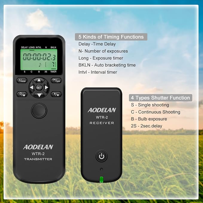 AODELAN Wireless Remote Control Shutter Release Timer intervalometer