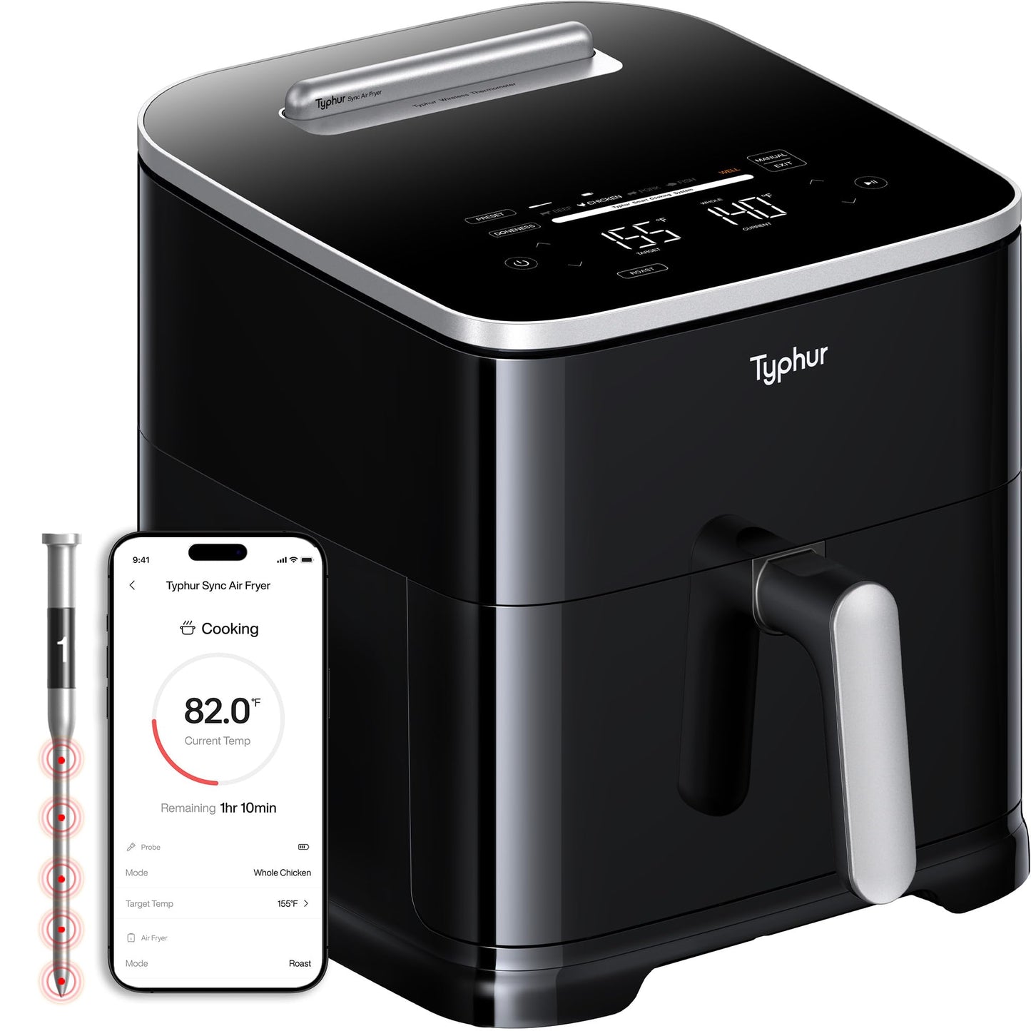 Typhur Dome 2 Large AI Smart Air Fryer, 15-in-1 Dual Heating, Self-Cleaning