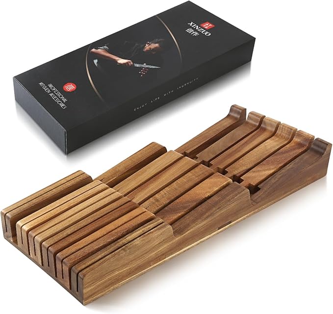 XINZUO Walnut Wood Knife Magnetic Strips 16 Inch, Double Row Round Magnets Magnetic Knife Holder for Wall -Magnetic Knife Bar- Works With Kinds of Kitchen Tools -Space Saver Knife Rack