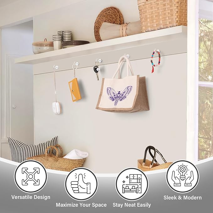 Magnetic Hooks, 25lbs Heavy Duty Earth Magnets with Hook for Refrigerator, Extra Strong Cruise Hook for Hanging Mugs, Magnetic Hanger for Cabins, Grill (White)
