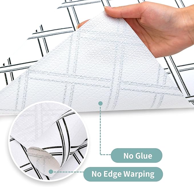 Drawer and Shelf Liner for Kitchen Cabinet: 17 in X 30 Ft Non Slip Waterproof Shelf Paper Non Adhesive Refrigerator Liners Black and White Squares Easy Liners for Bathroom
