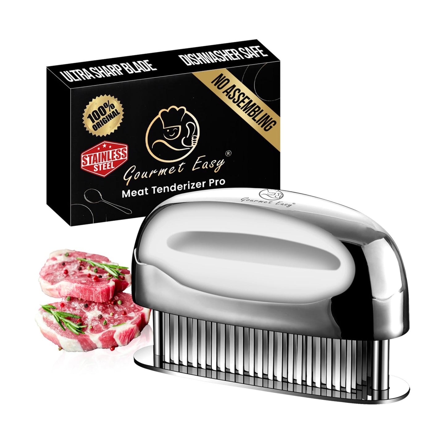 Gourmet Easy Meat Tenderizer Tool with 60 Stainless Steel Sharp Needles