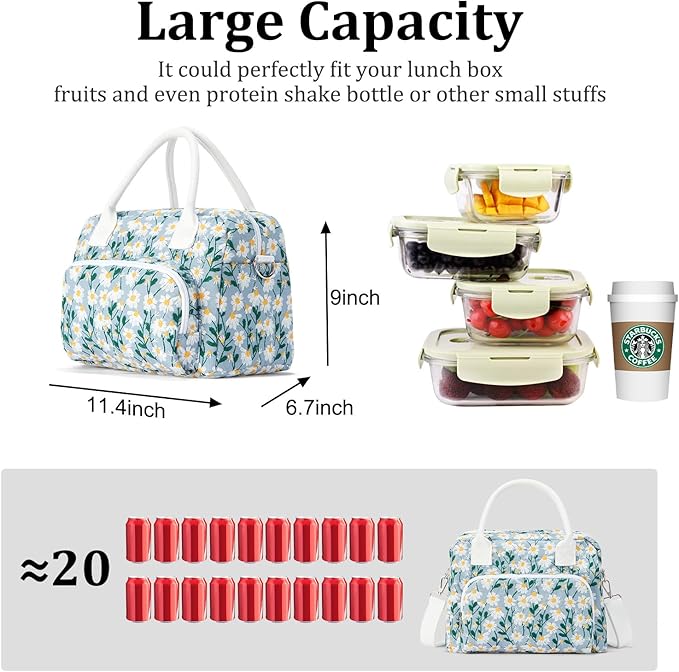 MEXS Insulated Lunch Bag for Women Men Large Reusable Lunch Box Adult Leakproof Portable Cooler Tote Bags for Work Picnic