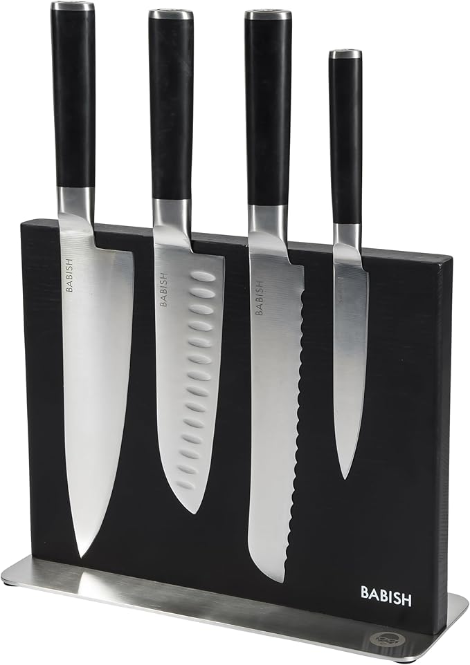 Babish High-Carbon 1.4116 German Steel 15 Piece Full Tang Forged Cutlery Kitchen Knife Block Set - Black