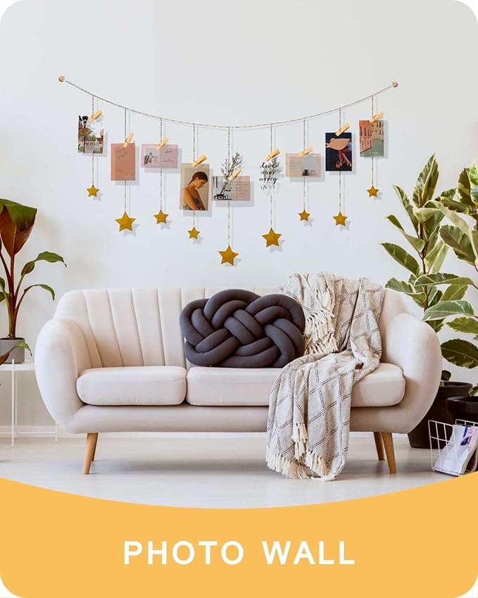 Mini Clothes Pins for Photo, Natural Small Wooden Clothespins 1 Inch Tiny Wood Decorative Clips Bulk, 33FT Jute Twine and Clothespins for Crafts Photos Pictures Baby Shower Game Classroom, 200 PCS
