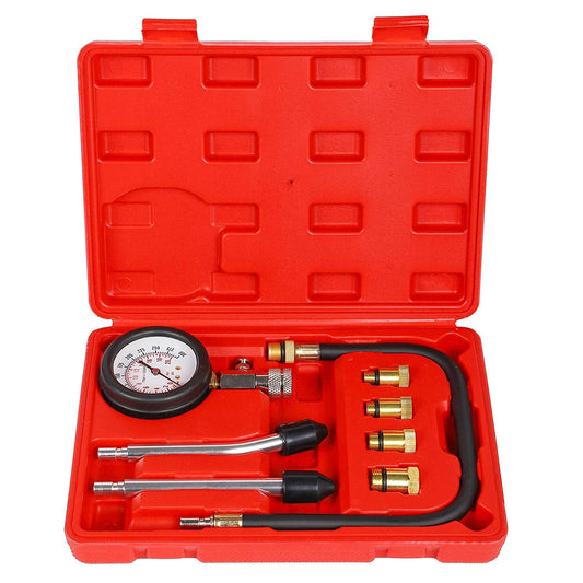 8PCS Compression Tester, Engine Compression Tester kit Professional Petrol Gas Engine Cylinder Pressure Gauge 0-300 PSI Automotive Tool for Motorcycle Car Truck (Blue)