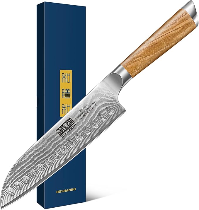 HOSHANHO Damascus Nakiri Knife 6.5", Sharp Kitchen Knife for Vegetables