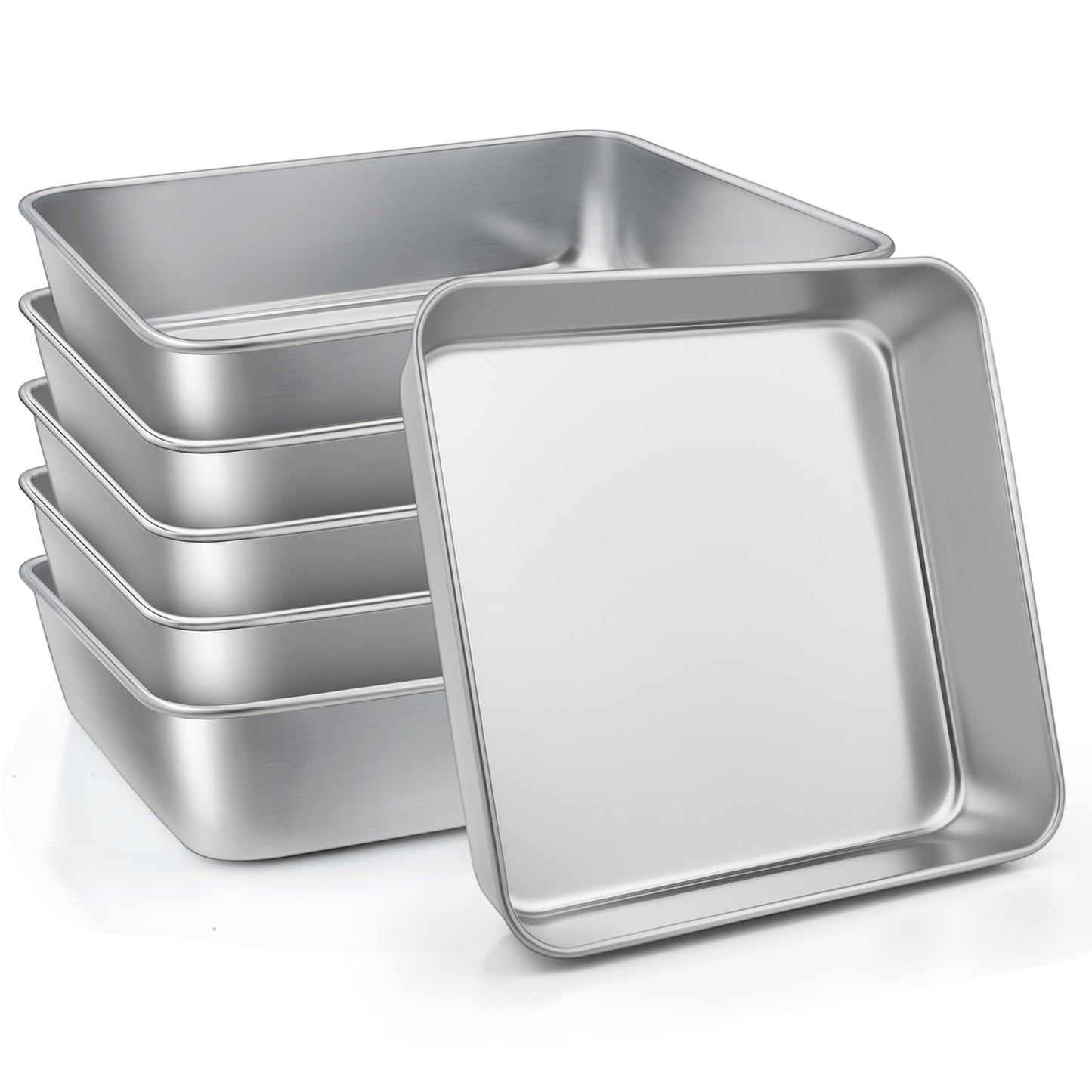 LIANYU 3 Pack 8 x 8 Inch Square Baking Cake Pan, Stainless Steel Cake Molds