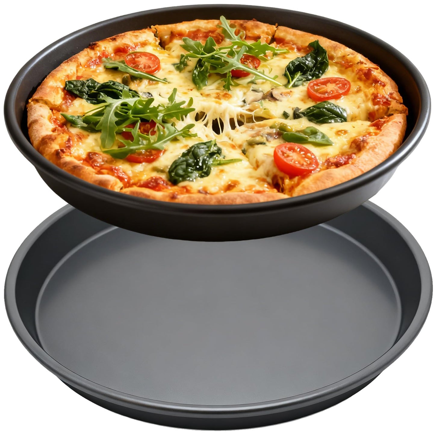 12 Inch Pizza Pan for Oven, 2 Pack Nonstick Aluminum Pizza Baking Tray