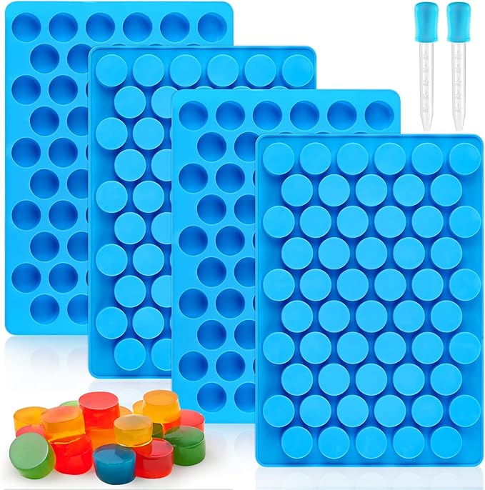 Puyeipt Silicone Gummy Candy Molds, 4 Pack, 201 Cavities