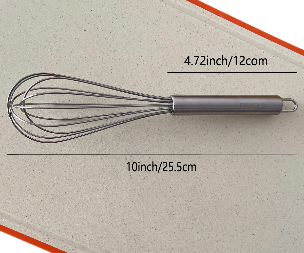 10 inch Stainless Steel Whisk, 5 inches for mixing small amounts of liquids, milkshakes, coffee, juice, etc. 2-piece set (buy 10 inches and get 5 inches as a gift) silver