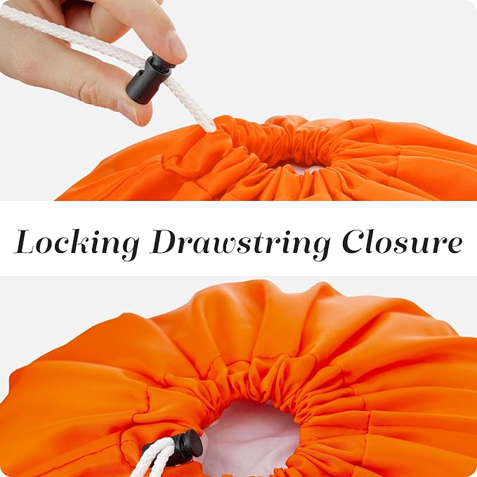 Nylon Laundry Bag - Locking Drawstring Closure and Machine Washable. These Bags will Fit a Laundry Basket or Hamper and Strong Enough to Carry up to Three Loads of Clothes. (Orange)
