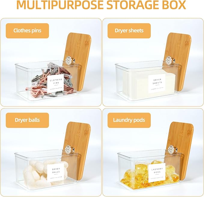 3 Pack Laundry Room Organization and Storage Jars Laundry Pod Containers and Dryer Sheet Holder with Lids and Labels for Laundry Detergent Laundry Pods Dry Sheet Organizing and Food Storage