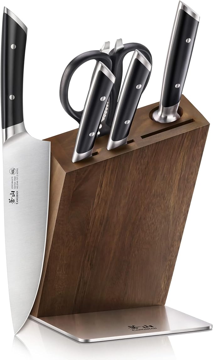 Cangshan HELENA Series German Steel Forged, HUA Knife Block Set (4-Piece, Black)