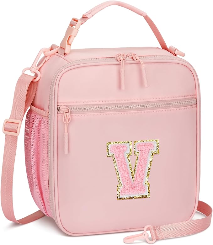 CLOUDWINGS Lunch Box Kids Large Initial Insulated Lunch Bag for Girls