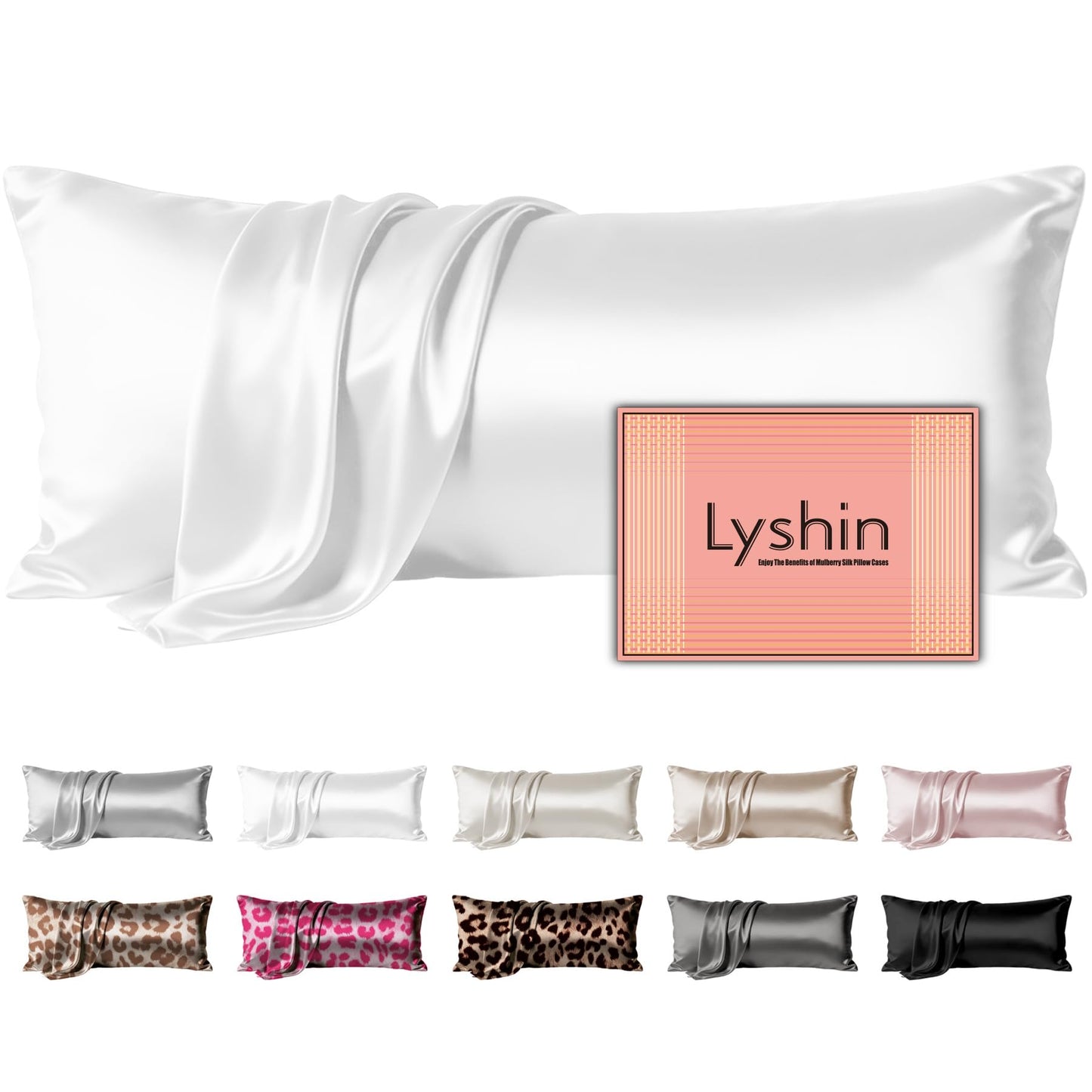LYSHIN Silk Pillow Cases Standard Size with Hidden Zipper, Leopard
