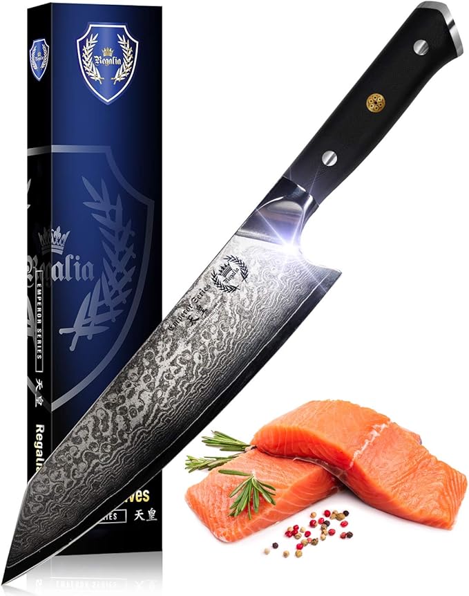 Steak Knife Set - 4 Piece - 5 Inch Damascus Steel AUS-10V High Carbon Steel Blade - G-10 Garolite Ergonomic Handle