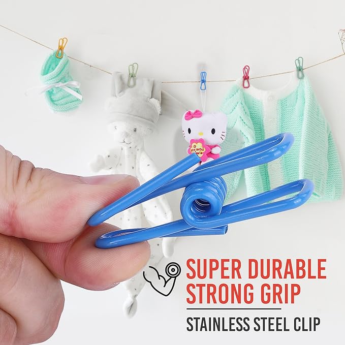 Riveda 30 Pack Assorted Chip Bag Clips Utility - PVC 2 Inch Coated Colorful Sealer for Sealing Food - Paper Holder, Clothesline Clip for Laundry Hanging, Kitchen Bags, Multipurpose Clothes Pins