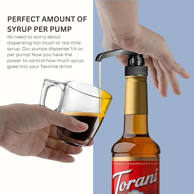 Syrup Pump Compatible with Torani, Davinci and Skinny (Set of 2) - fits Bottles (25.4 oz-750ml) (Black)
