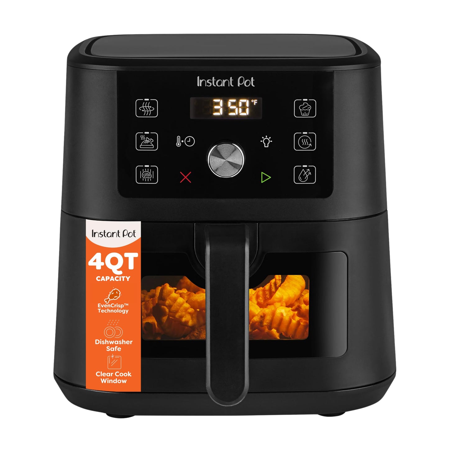 Instant Pot 4Qt VORTEX 6-in-1 Mini Air Fryer, Custom Program Options, Air Fry, Broil, Roast, Dehydrate, Bake, Reheat, Sea Salt, 4 Quarts