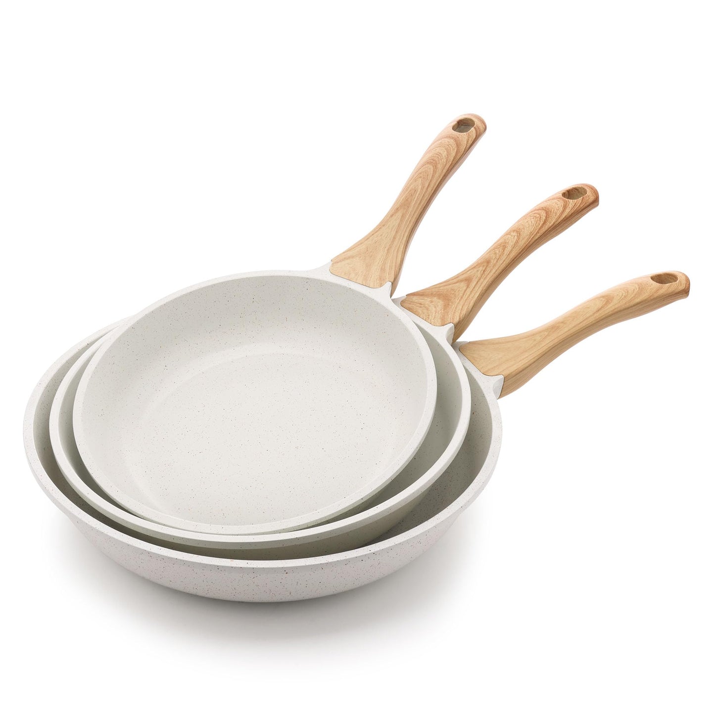 SENSARTE Ceramic Nonstick Frying Pan Skillets, White (8+11Inch with Lid)