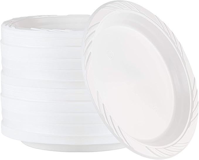 100 Count Disposable 6 Inch White Plastic Dessert Plates