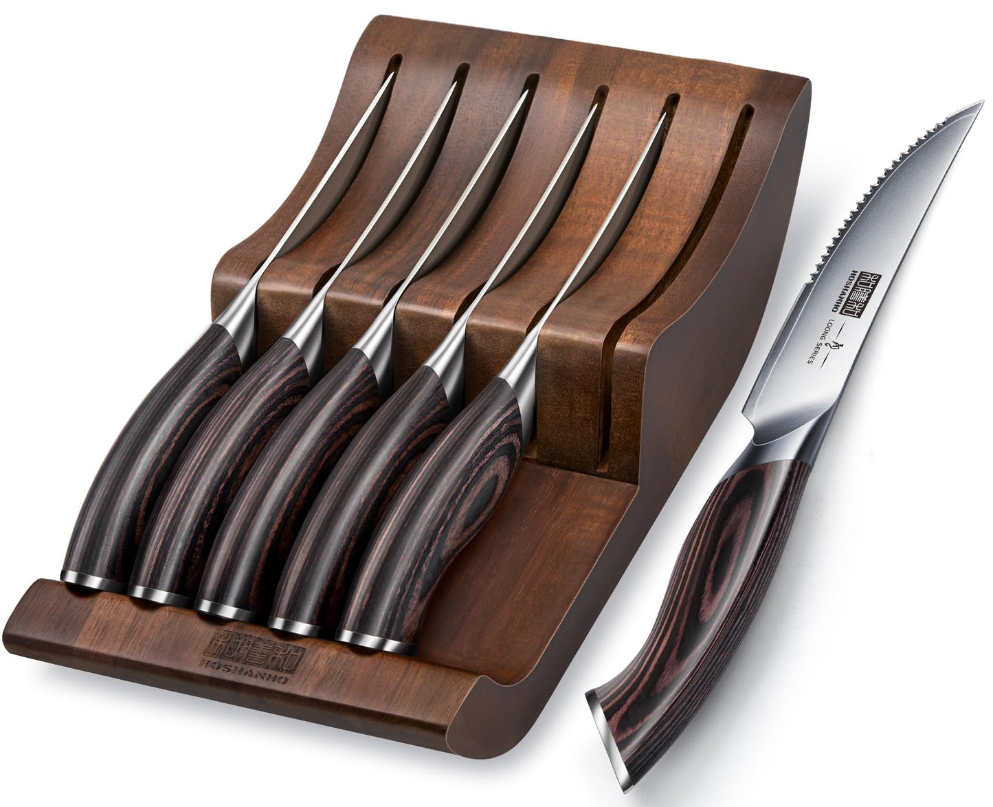 HOSHANHO Steak Knives Set of 6, Ultra Sharp 4.5 In Serrated Steak Knife Set