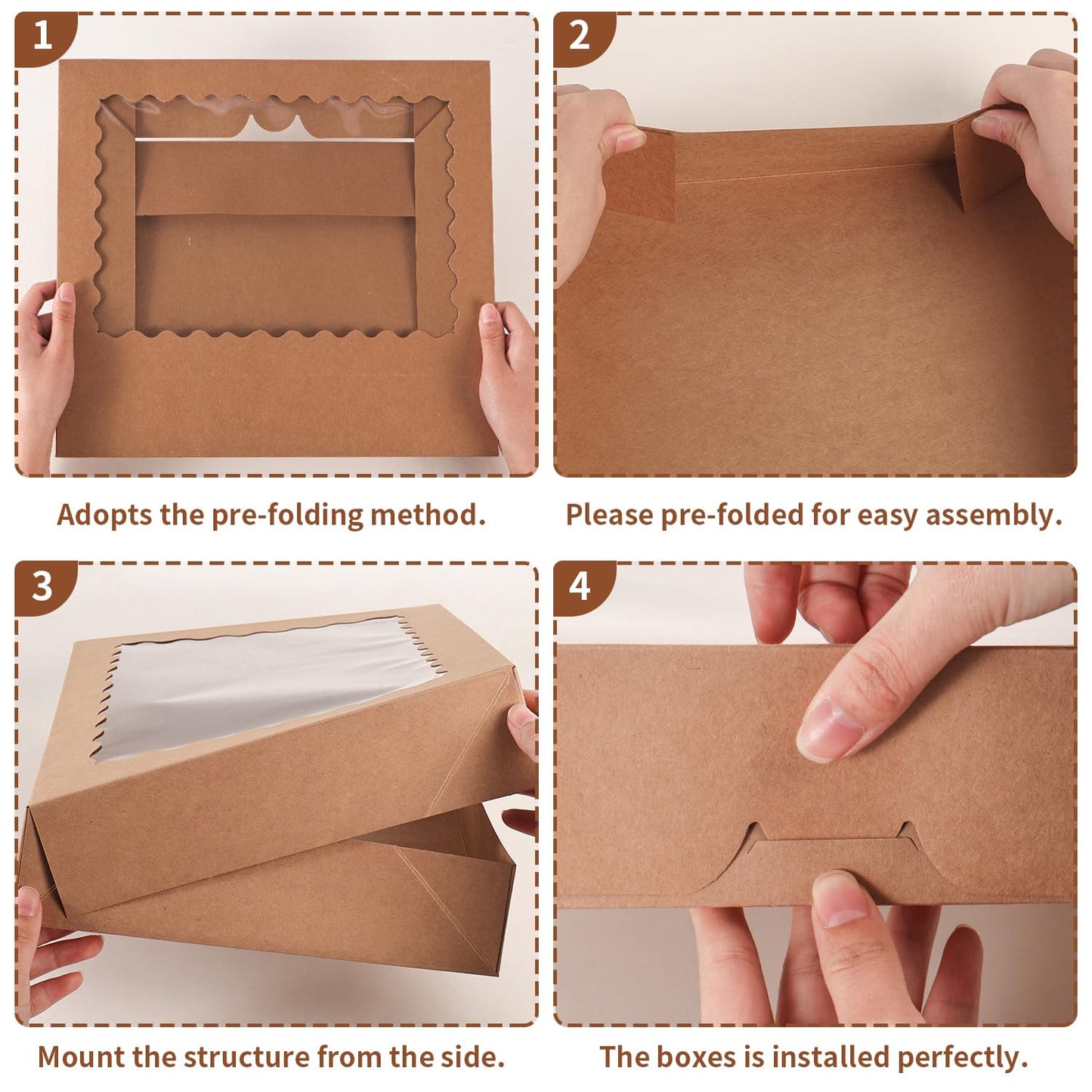 PFAMKEER 24pcs Bakery Boxes with Window, 14x10x2.5 Inch cookie Boxes, White
