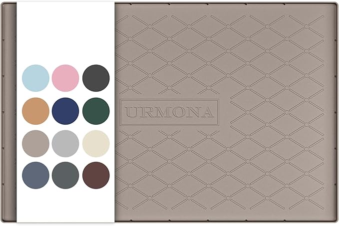 URMONA 34" x 19" Waterproof Silicone Mat in Multiple Sizes & Colors, Under Sink Mat for Kitchen & Bathroom, Pet Food Pad for Dogs & Cats, Kitchen Cabinet Liner, Multi-Purpose for Storage(Beige)