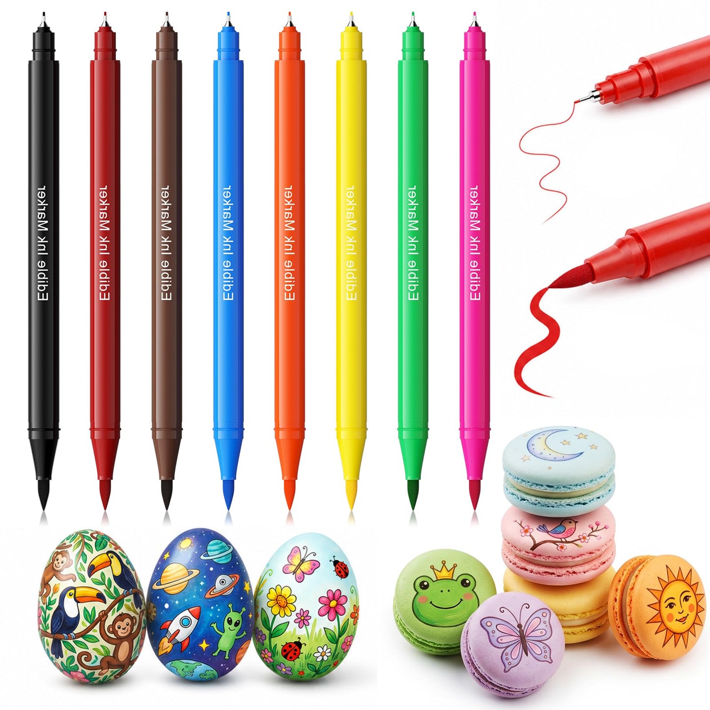 Jewem Edible Markers Food Coloring Pens 14Pcs Double Sided 0.5mm Tip