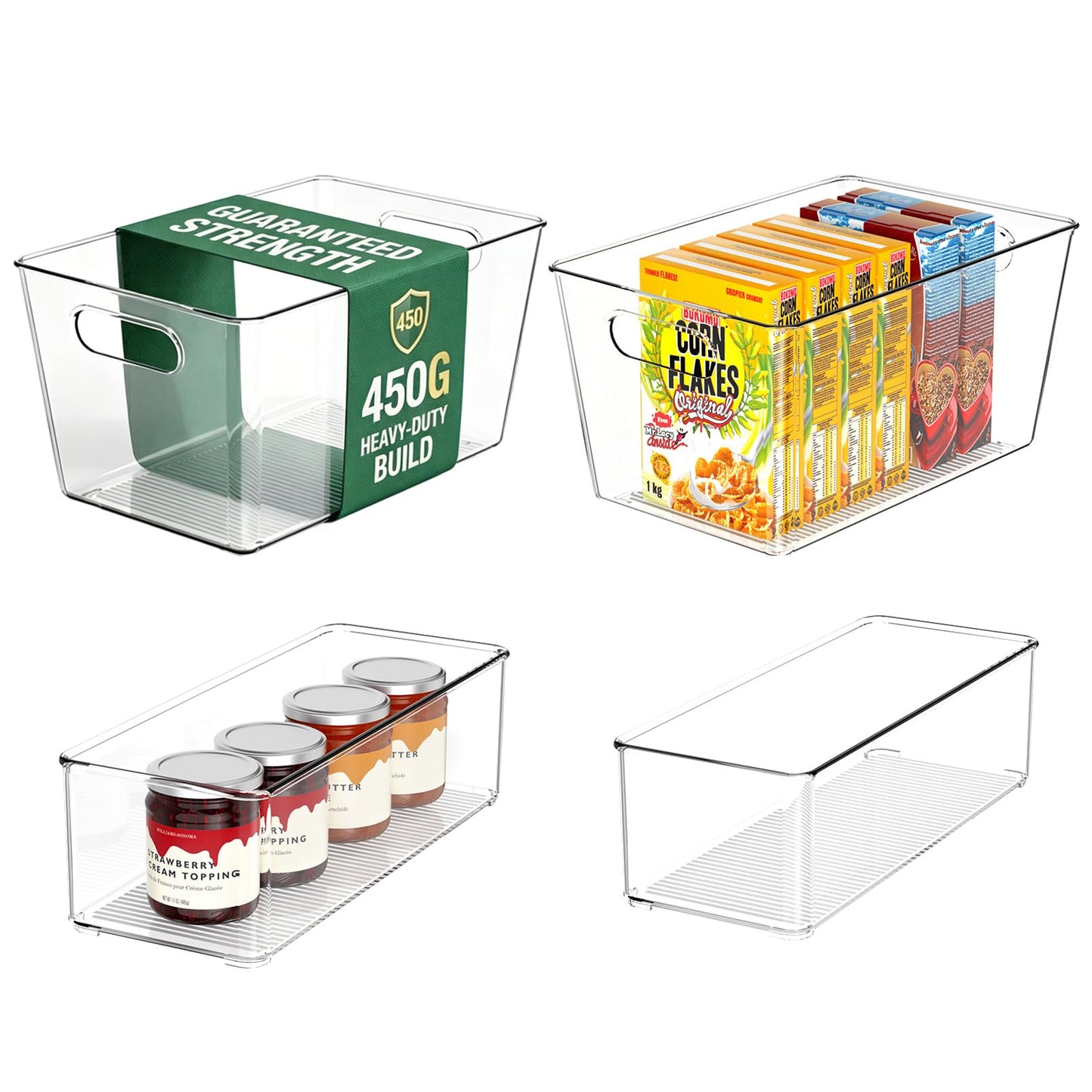 Joymeezo 6 Pack Clear Plastic Storage Bins, Kitchen&Pantry Organizer Large