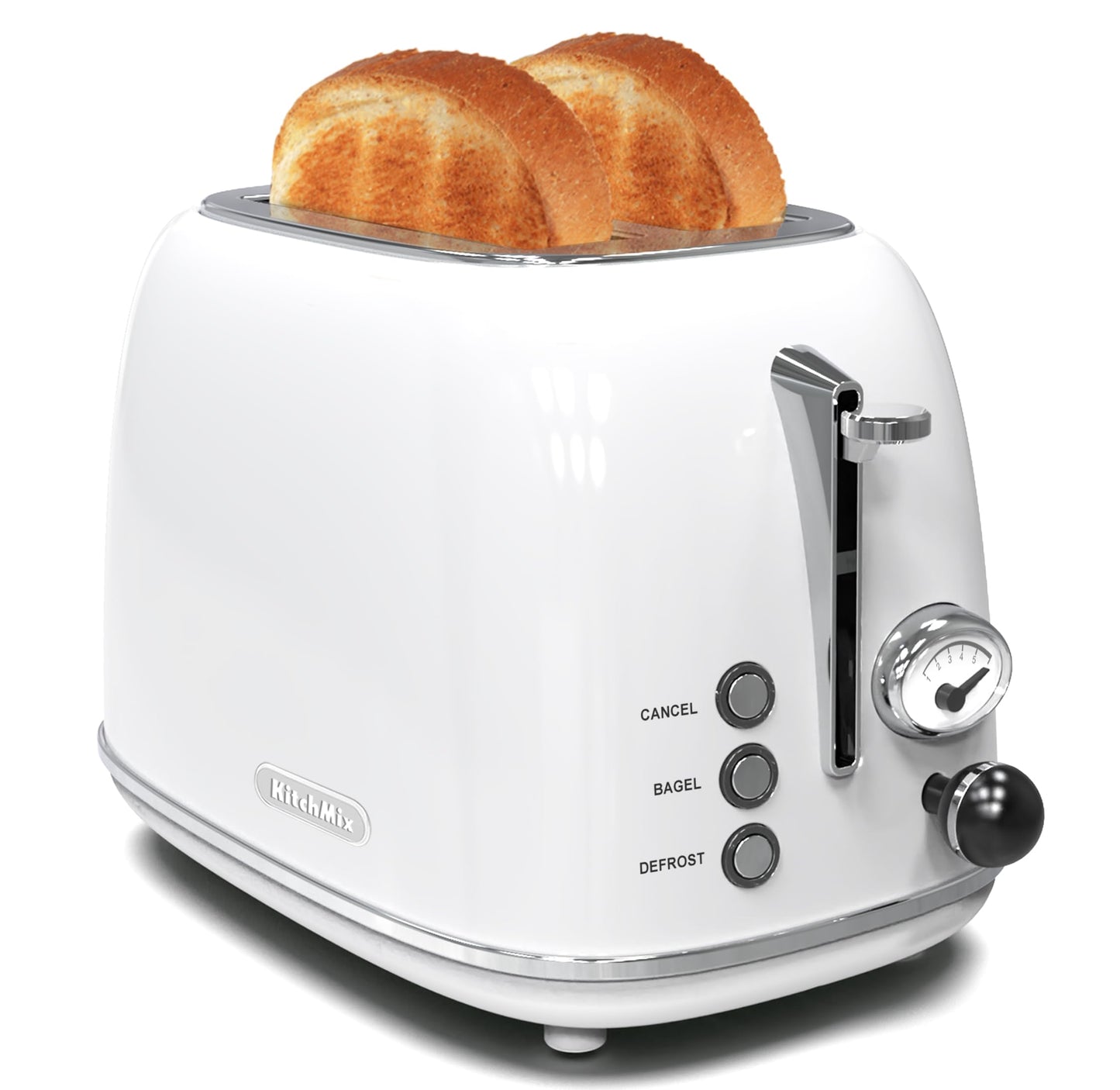 Toaster 2 slice,Retro Stainless Steel Toaster with 6 Settings, 1.5 In Extra Wide Slots, Bagel/Defrost/Cancel Function, Removable Crumb Tray (Red)