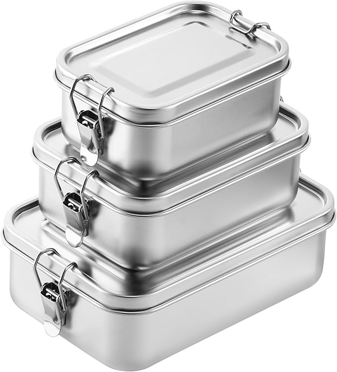 Umigy Stainless Steel Food Containers, 5 Sizes, Divided, 5 Pcs