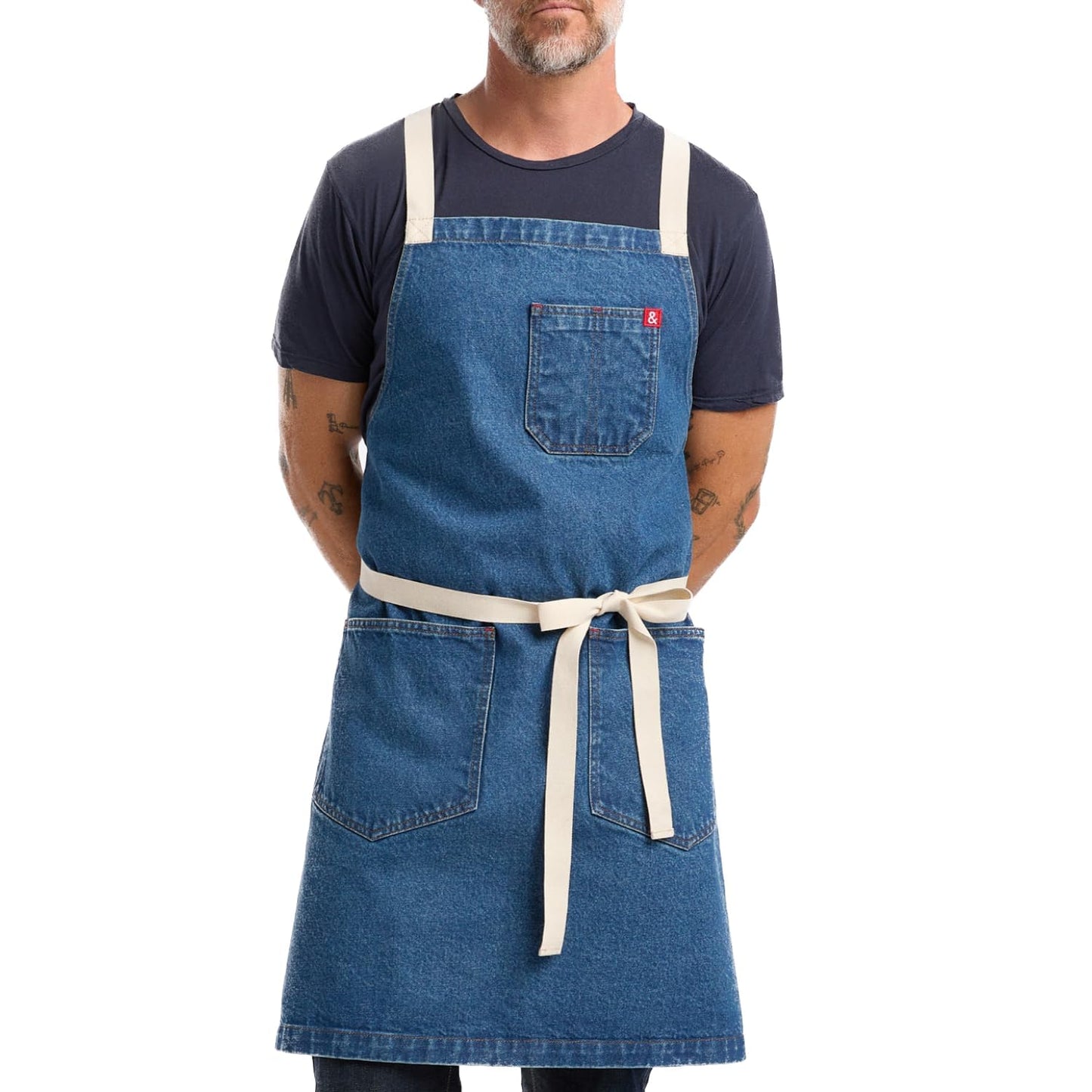 hedley & bennett Crossback Chef Apron, Pockets & Towel Loop, Oyster Gray