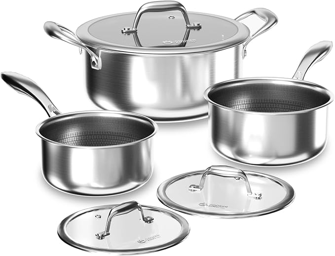 COOKER KING 10pcs Pots and Pans Set Non Stick, Stainless Steel Cookware Set