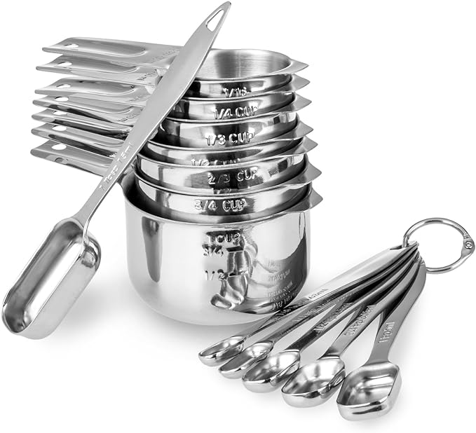6-Piece 18/8 Stainless Steel Measuring Spoons Set, Dark Gray